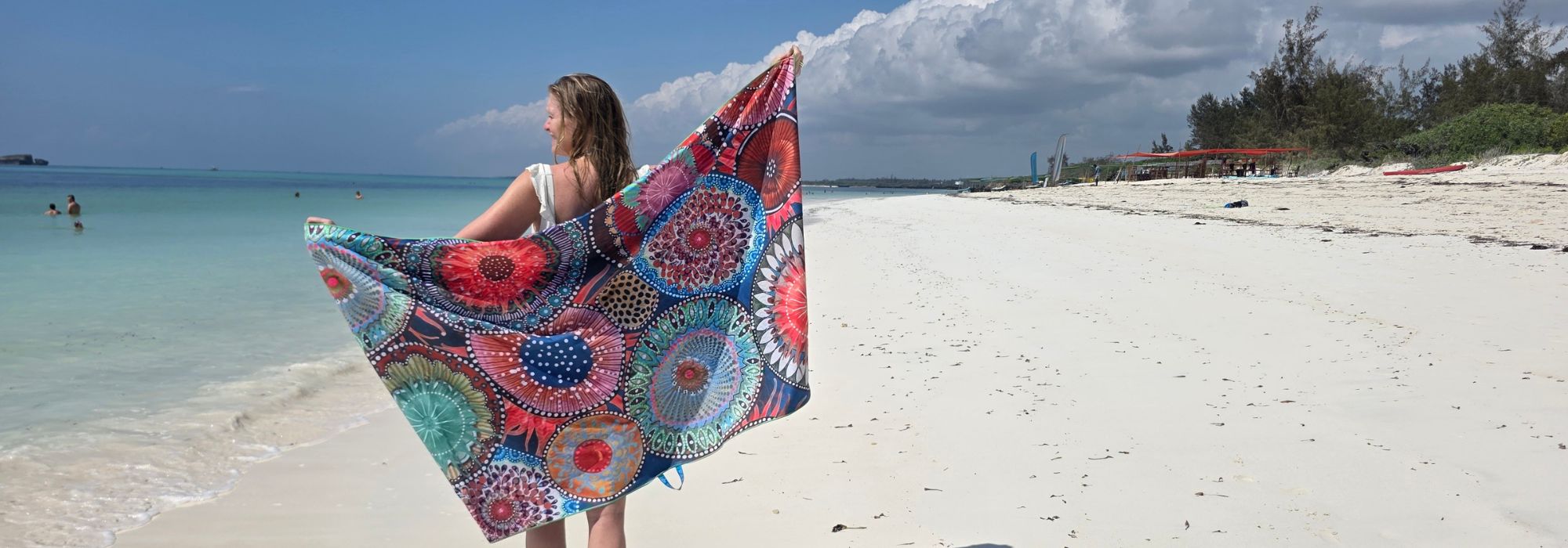 soobluu microvezel strandlaken en reishanddoek anemon
