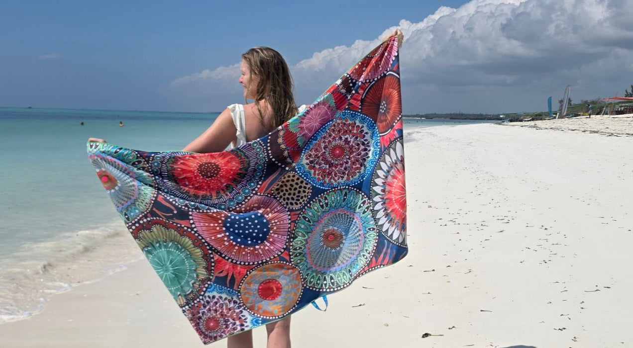 soobluu microvezel strandlaken en reishanddoek anemon