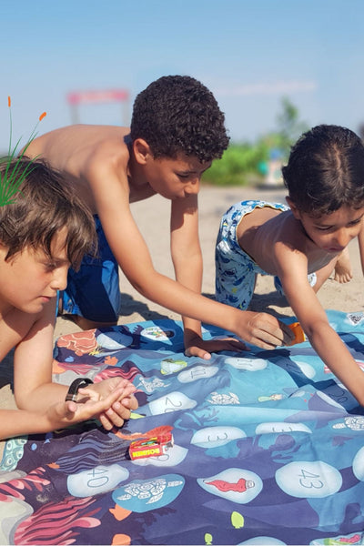 soobluu reishanddoek strandlaken rpet met bordspel voor familie