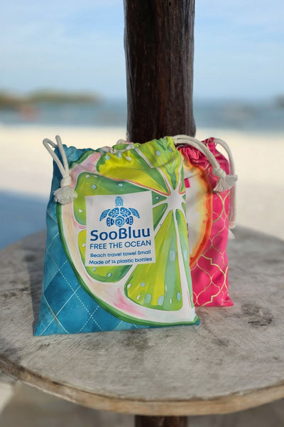 reistasje limoen groen turquoise recycled rpet repreve reishanddoek