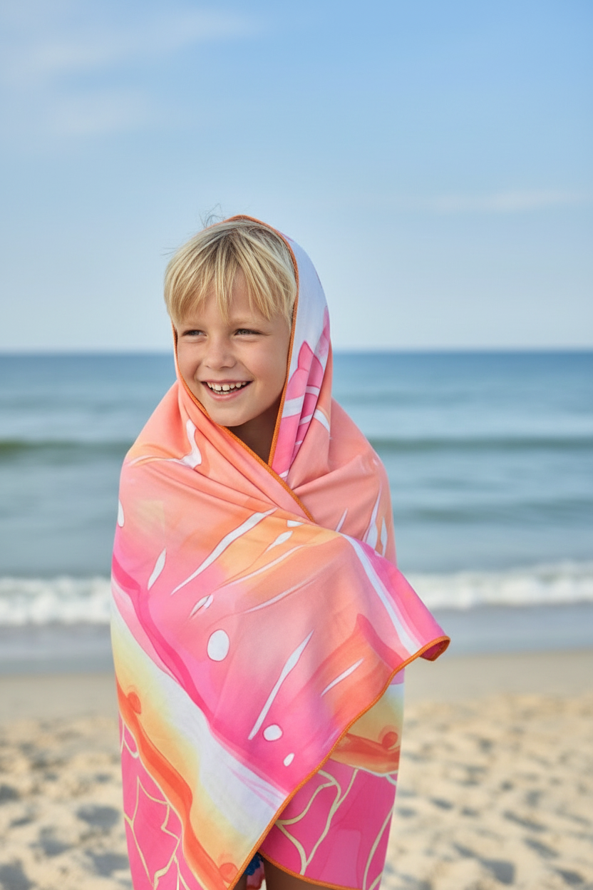 Sneldrogende strandlaken of reishanddoek 'ORANGE' - Klein formaat – 80 x 140