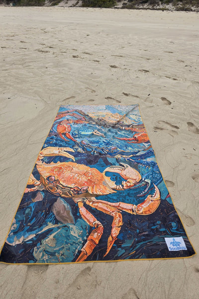 crab reishanddoek strandlaken zand vrij  sneldrogend absorberend 