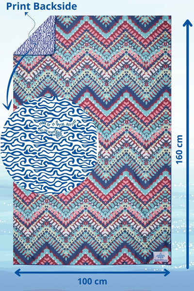 Quick-drying travel towel or beach towel 'CHEVRON' - 100 x 160