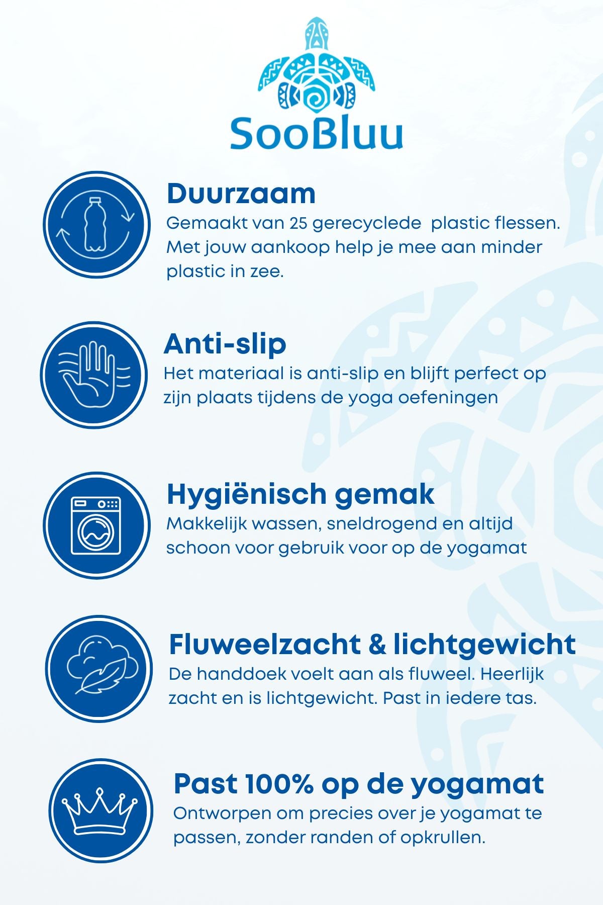 Antislip yogahanddoek van SooBluu Lotus kenmerken 