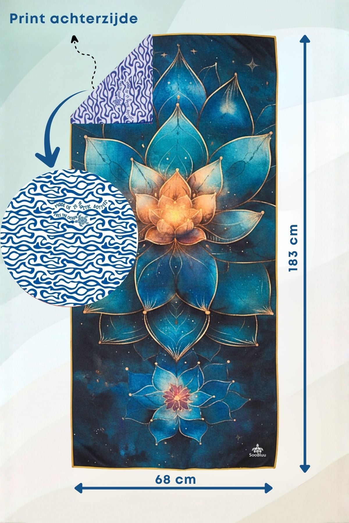 Achterkant antislip Lotus yogahanddoek 