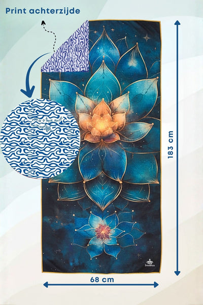 Achterkant antislip Lotus yogahanddoek 