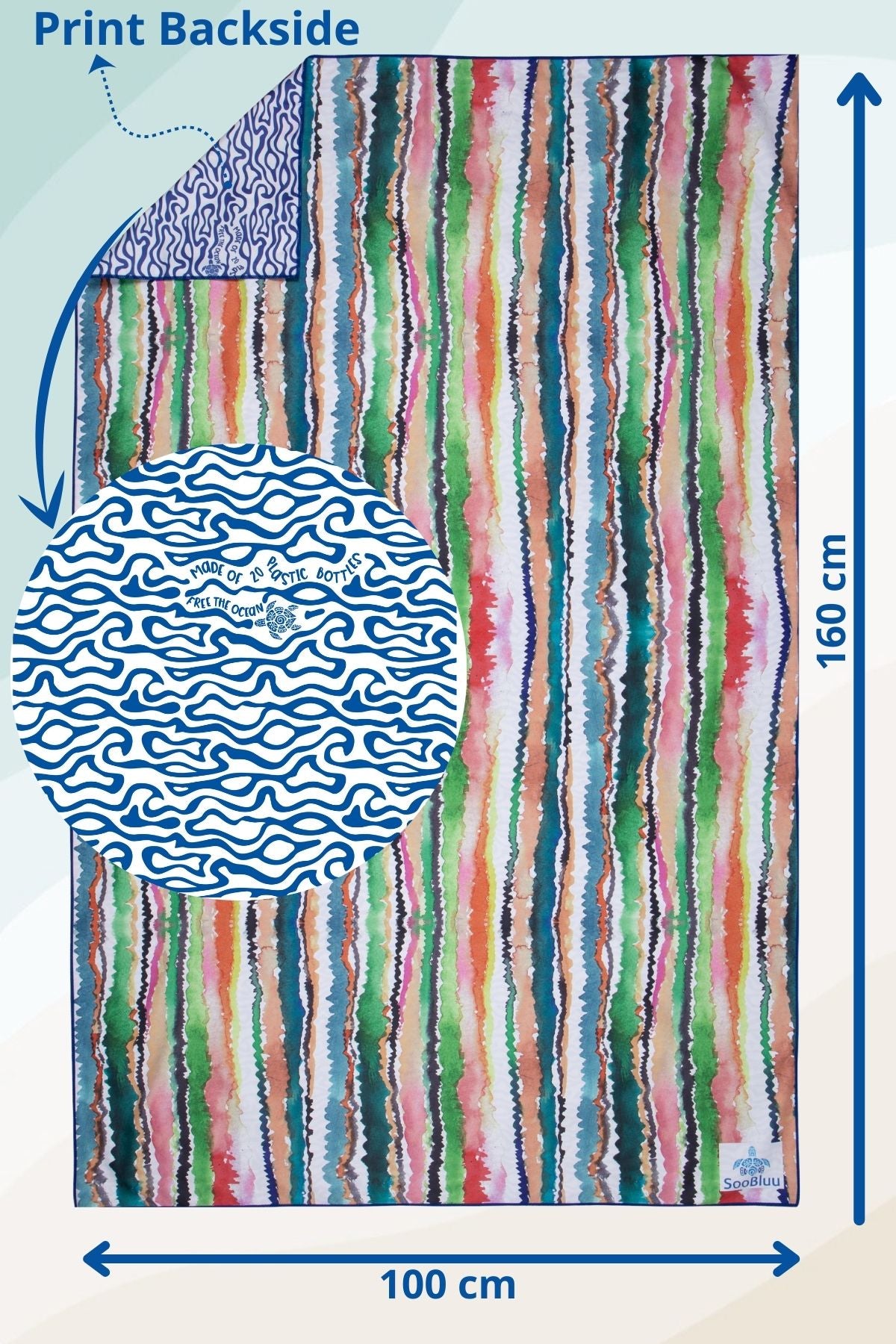 Reishanddoek of strandlaken 'WAVY' - rPET – 100 x 160