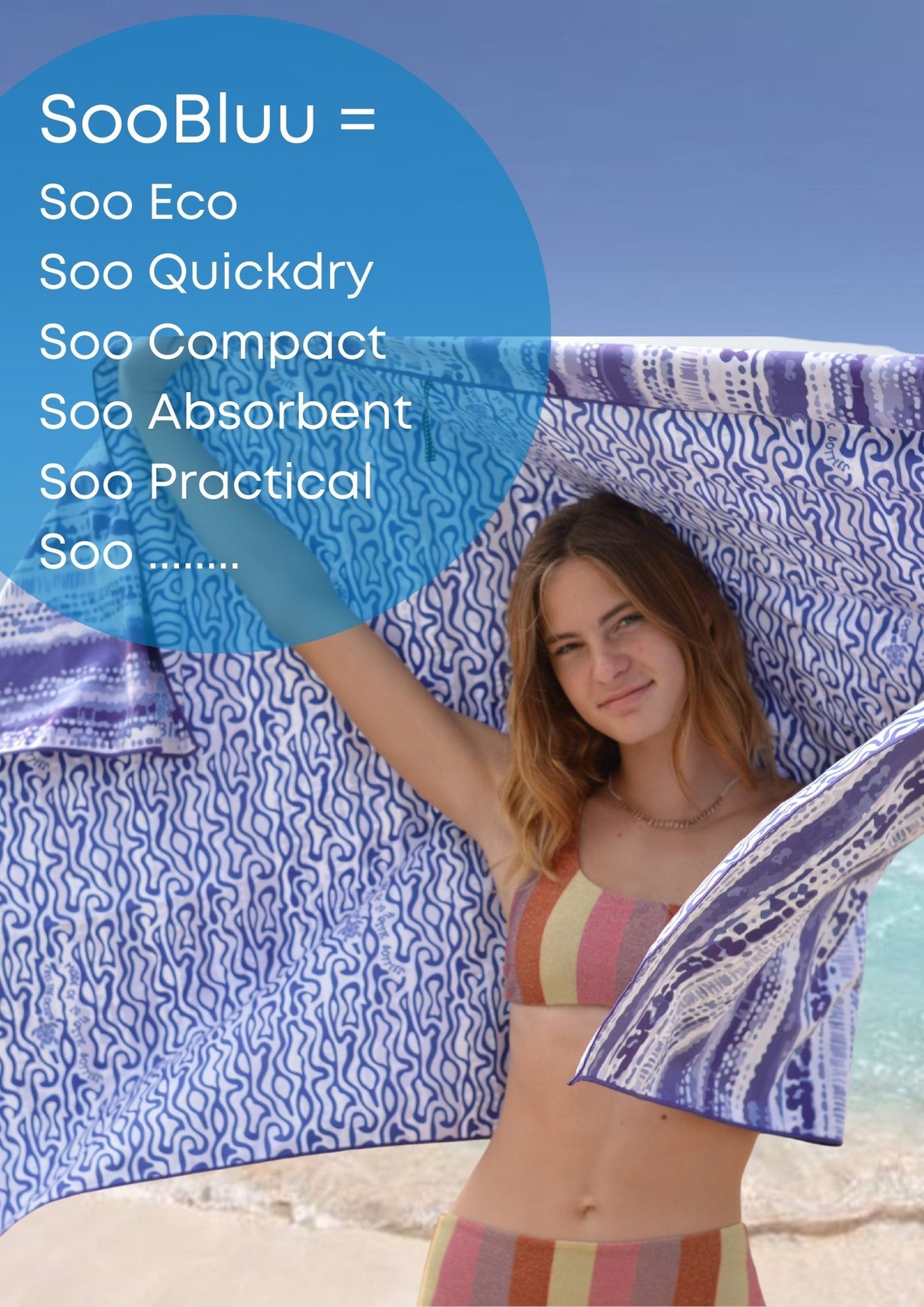 Quick-drying travel towel or beach towel 'TIE' - 100x160 - rPET